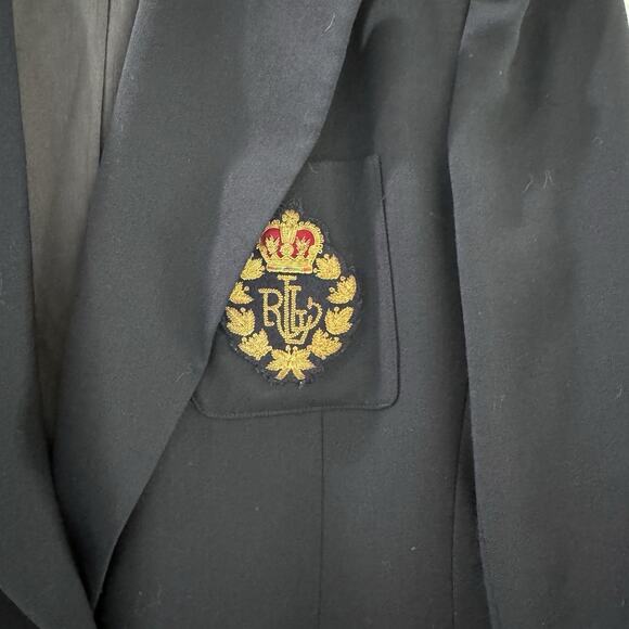 Vtg Ralph Lauren Polo Crested Logo 100% Worsted Wool Blazer, Sz 16 Made In USA - Picture 3 of 12